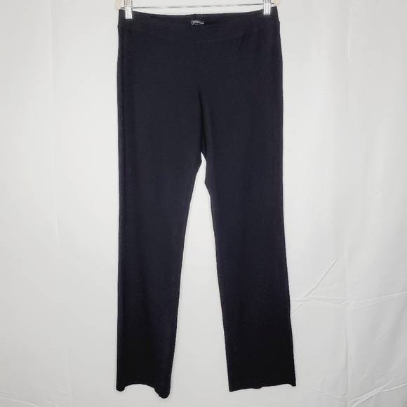 Eileen Fisher Viscose Blend Pull-on Pants Size M Straight Leg Black Stretch - Picture 1 of 12